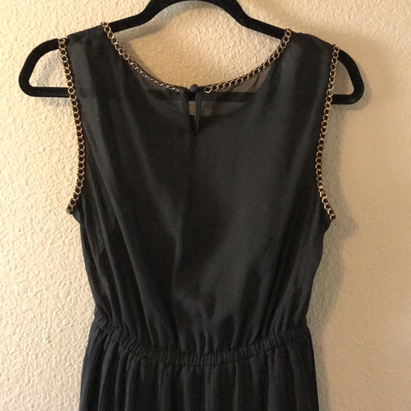 Boutique Black Cocktail Dress w/ Gold Chain Detail - Picture 4 of 6